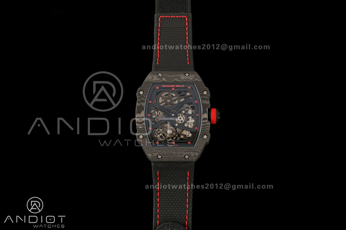 AVF RM67-02 Black NTPT Black/Red Skeleton Dial on Black Velcro Strap CRMA7 Clone V2